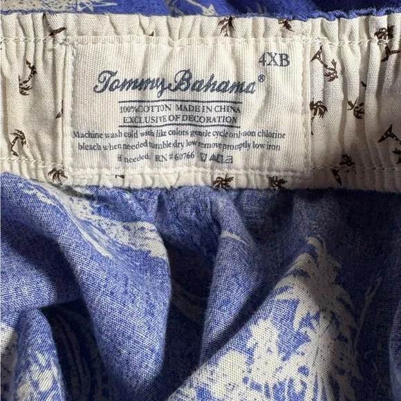 Tommy Bahama Patterned Sleep Pants 4X Tropical Fish Blue Drawstring Cotton - Picture 5 of 5